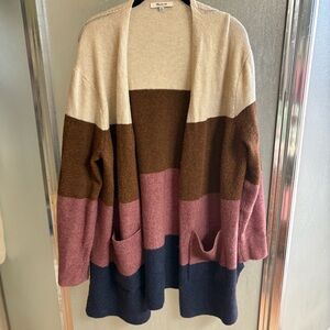 Madewell Cream/Brown/Rose/Navy Cardigan Sweater